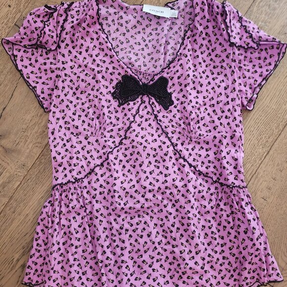 Coach purple top with bow details size 0 - Picture 2 of 4